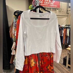 Sunday Best Aritzia white long sleeve cropped square neck shirt size XL
